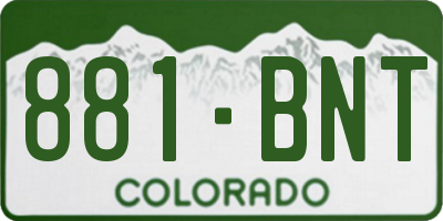 CO license plate 881BNT