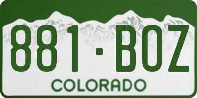 CO license plate 881BOZ