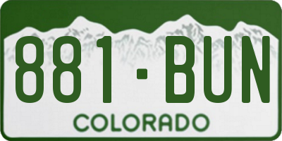 CO license plate 881BUN