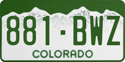 CO license plate 881BWZ