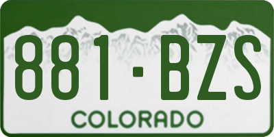 CO license plate 881BZS