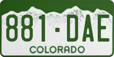 CO license plate 881DAE