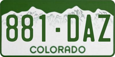 CO license plate 881DAZ
