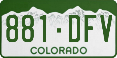 CO license plate 881DFV