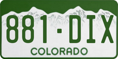 CO license plate 881DIX