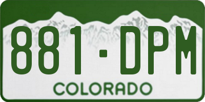 CO license plate 881DPM