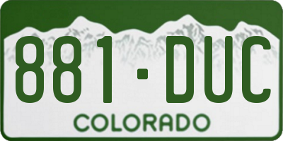 CO license plate 881DUC