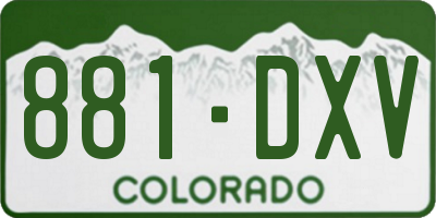 CO license plate 881DXV