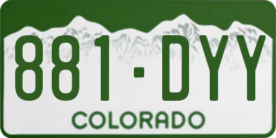 CO license plate 881DYY