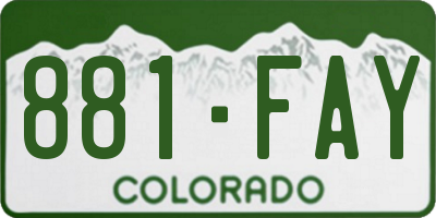 CO license plate 881FAY