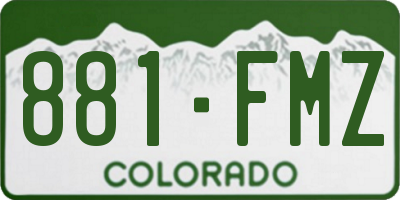 CO license plate 881FMZ