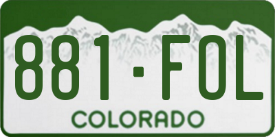 CO license plate 881FOL