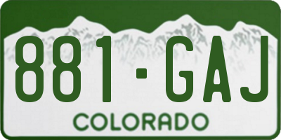 CO license plate 881GAJ