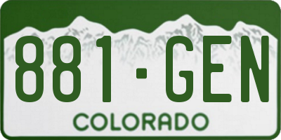 CO license plate 881GEN