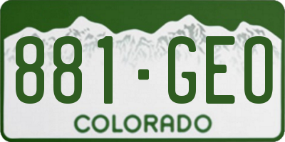 CO license plate 881GEO