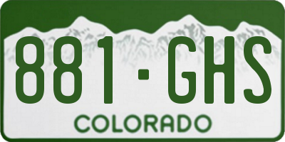 CO license plate 881GHS