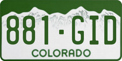 CO license plate 881GID