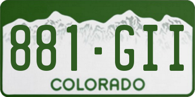 CO license plate 881GII