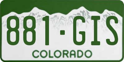 CO license plate 881GIS