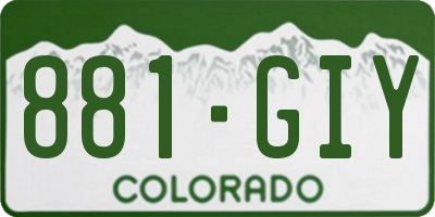CO license plate 881GIY
