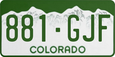 CO license plate 881GJF