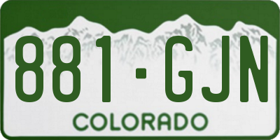 CO license plate 881GJN
