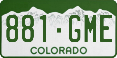 CO license plate 881GME