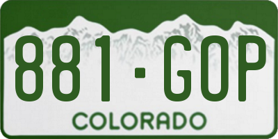 CO license plate 881GOP