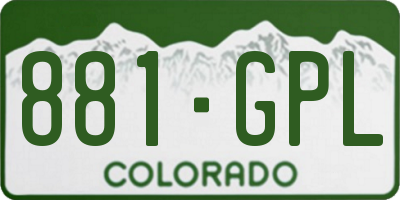CO license plate 881GPL