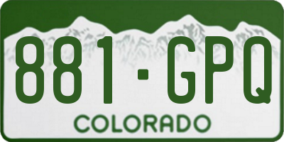 CO license plate 881GPQ