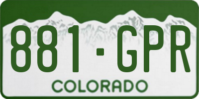 CO license plate 881GPR