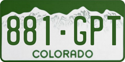 CO license plate 881GPT