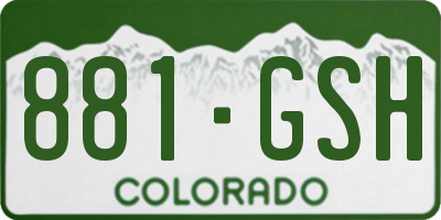 CO license plate 881GSH