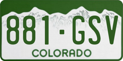 CO license plate 881GSV