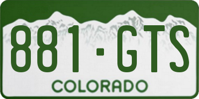 CO license plate 881GTS