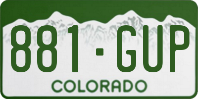 CO license plate 881GUP
