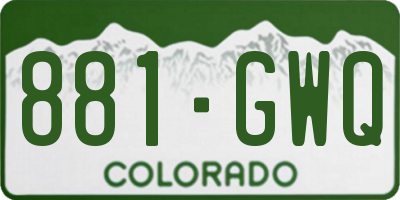 CO license plate 881GWQ