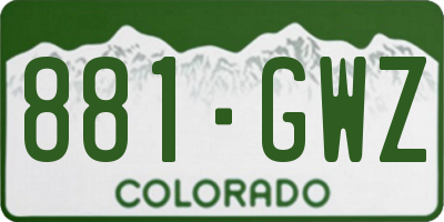 CO license plate 881GWZ