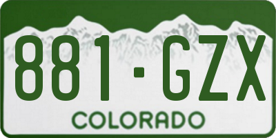 CO license plate 881GZX
