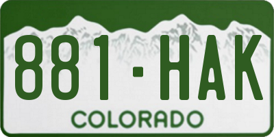 CO license plate 881HAK