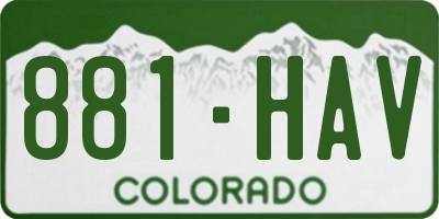 CO license plate 881HAV