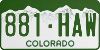 CO license plate 881HAW