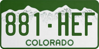 CO license plate 881HEF