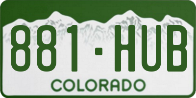 CO license plate 881HUB