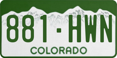 CO license plate 881HWN