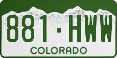 CO license plate 881HWW