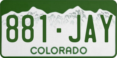CO license plate 881JAY