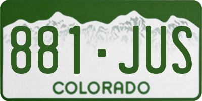CO license plate 881JUS