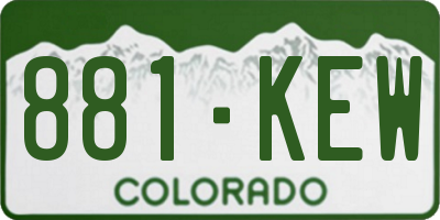 CO license plate 881KEW