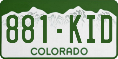 CO license plate 881KID